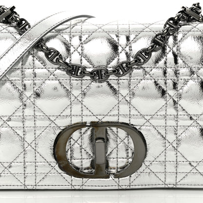 Christian Dior Metallic Calfskin Cannage Medium Caro Bag Argent 8 of 12