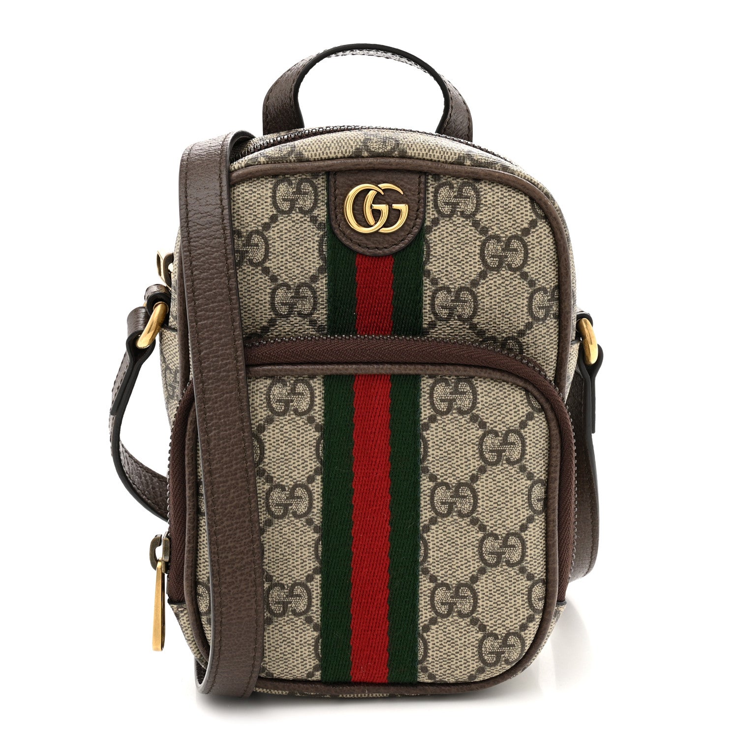 Gucci GG Supreme Monogram Web Mini Ophidia Double Zip Messenger Bag Beige New Acero 1 of 11