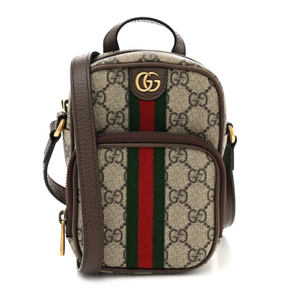 Gucci GG Supreme Monogram Web Mini Ophidia Double Zip Messenger Bag Beige New Acero 1 of 11