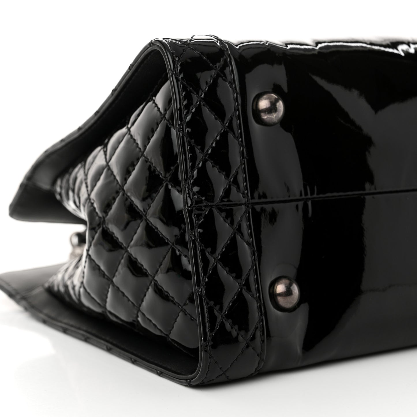 Patent Quilted Reverso Boy Tote Black
