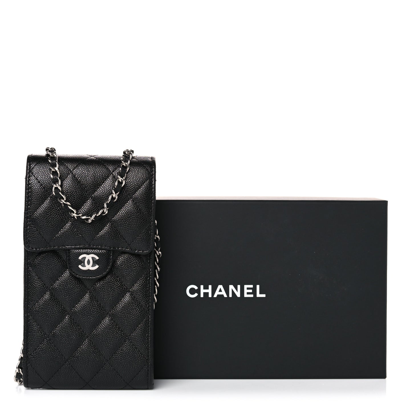 Caviar Quilted Classic Phone Holder Black
