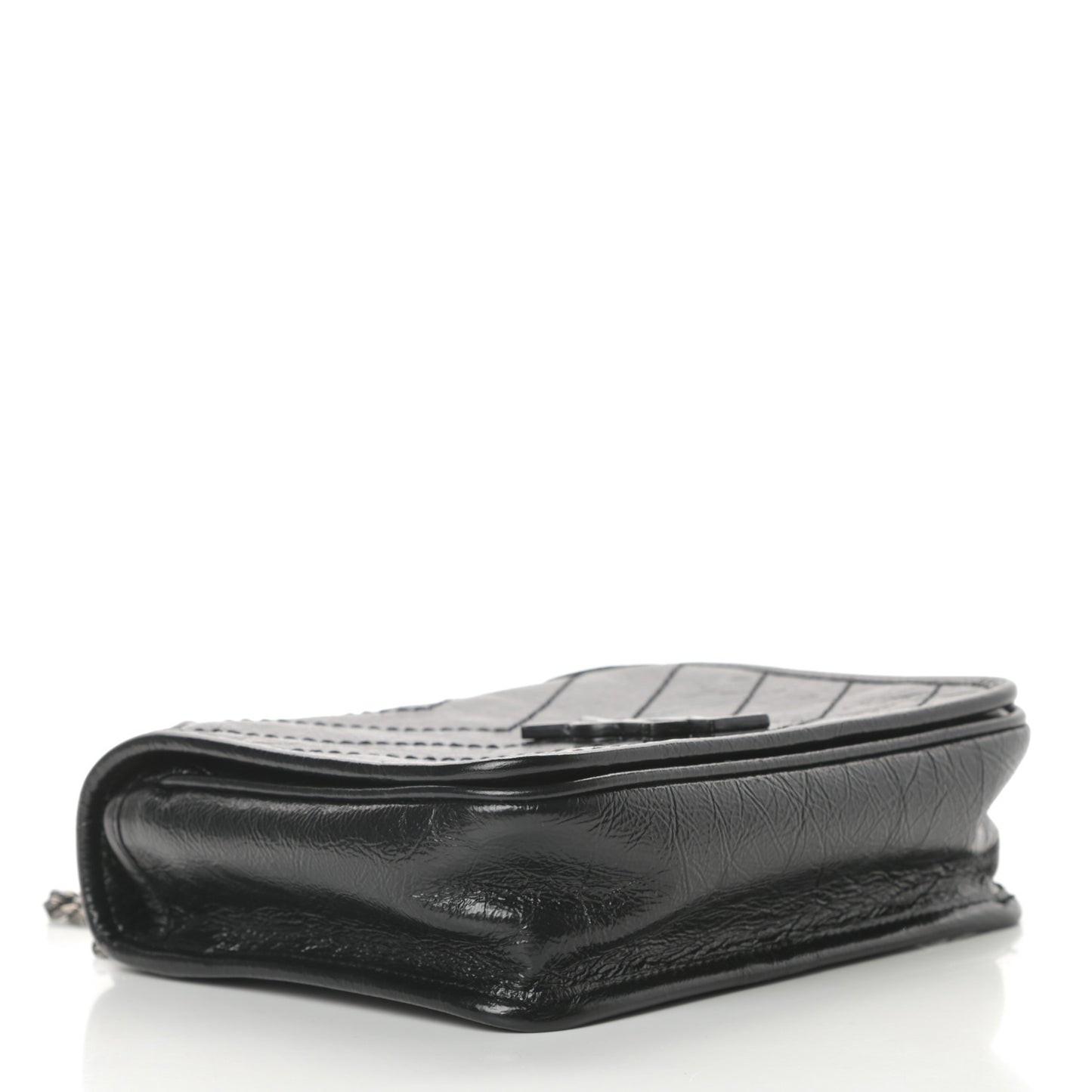 Crinkled Calfskin Matelasse Monogram Niki Chain Wallet Black
