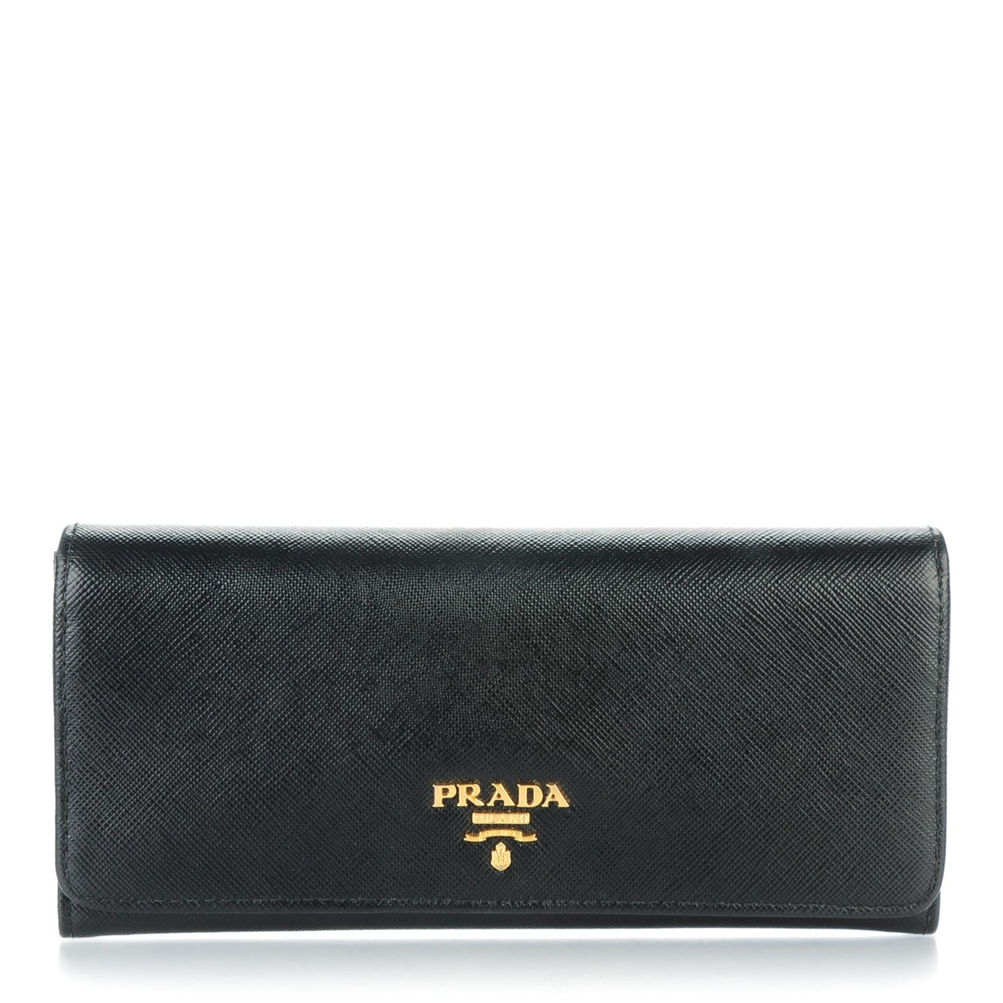 Saffiano Metal Continental Flap Wallet Nero Black