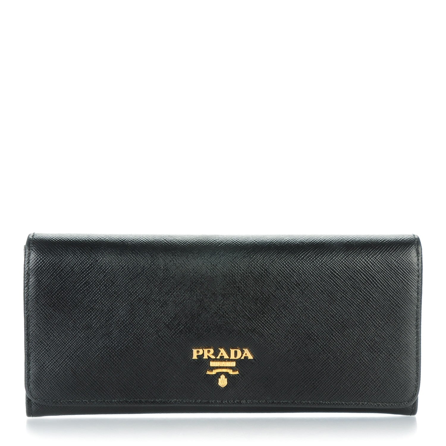 Prada Saffiano Metal Continental Flap Wallet Nero Black 1 of 8