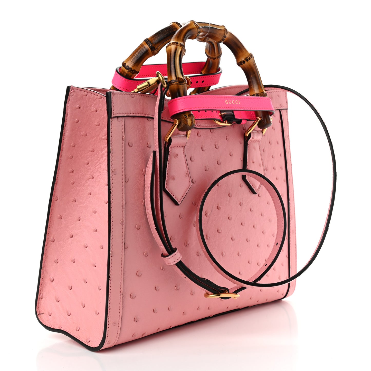 Ostrich Small Diana Tote Wild Rose Fuxia Fluo