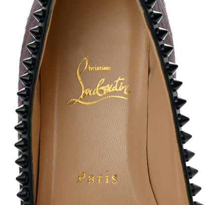 Christian Louboutin Calf Hair Patent Veau Velours Spiked Malabar Hill Flats 40 Black 6 of 10