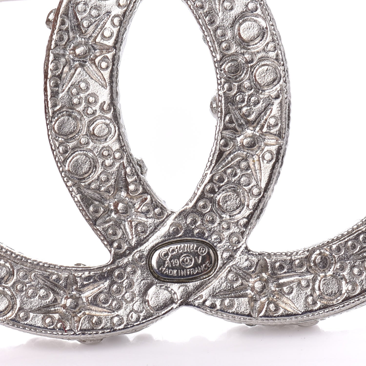 Chanel Crystal Large CC Brooch Silver 3 of 4