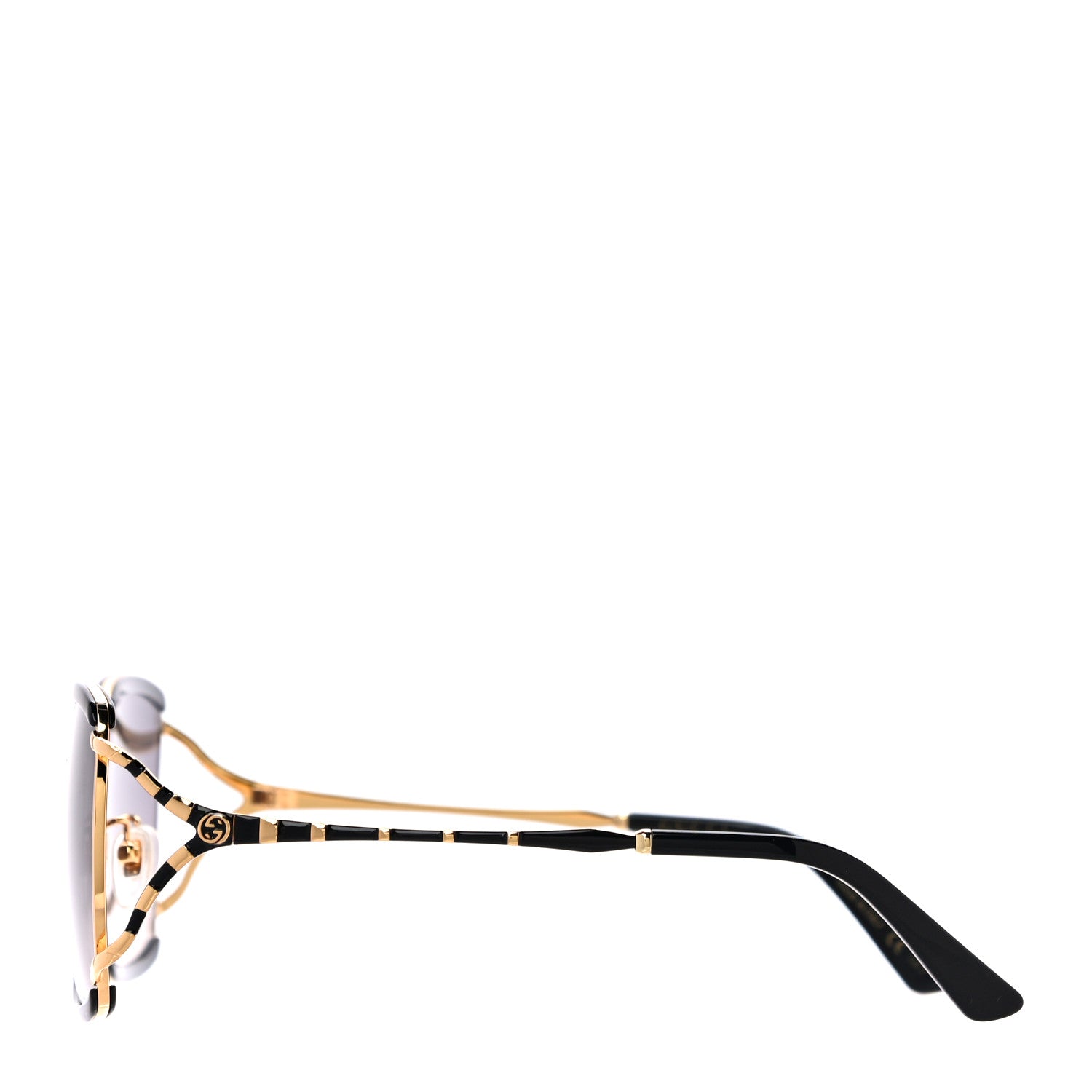 Gucci Metal Square Frame GG0593SK Sunglasses Gold Black 2 of 8
