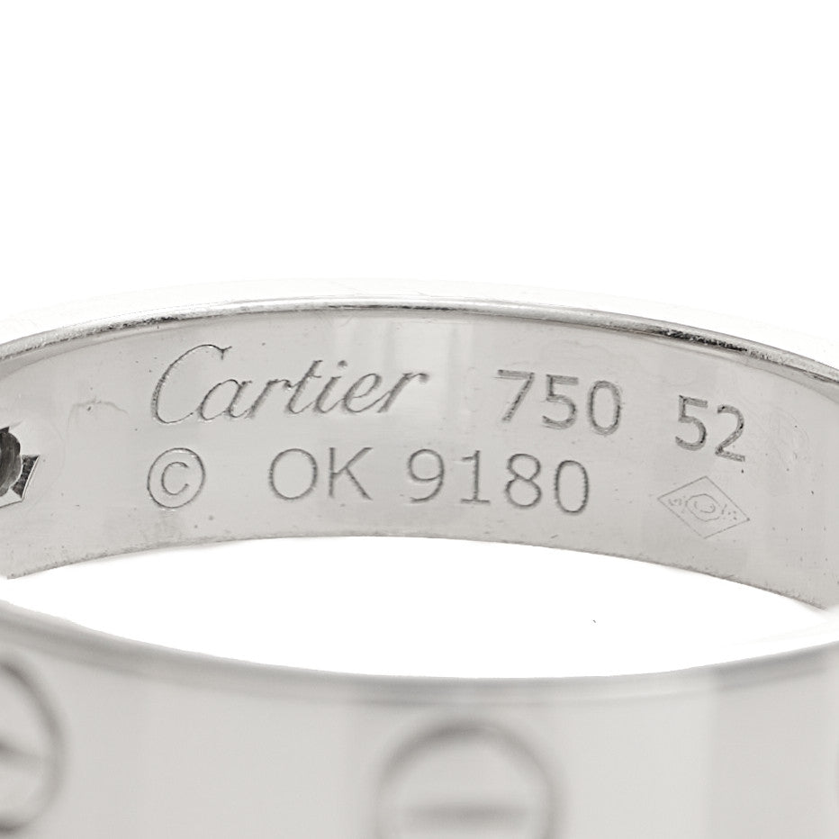 Cartier 18K White Gold Diamond 4mm LOVE Wedding Band Ring 52 6 4 of 5