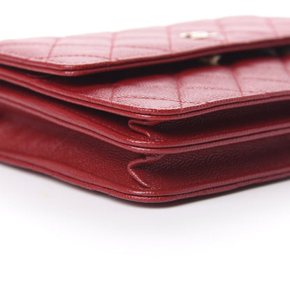 Chanel Caviar Quilted Square Wallet On Chain WOC Dark Red 9 of 11