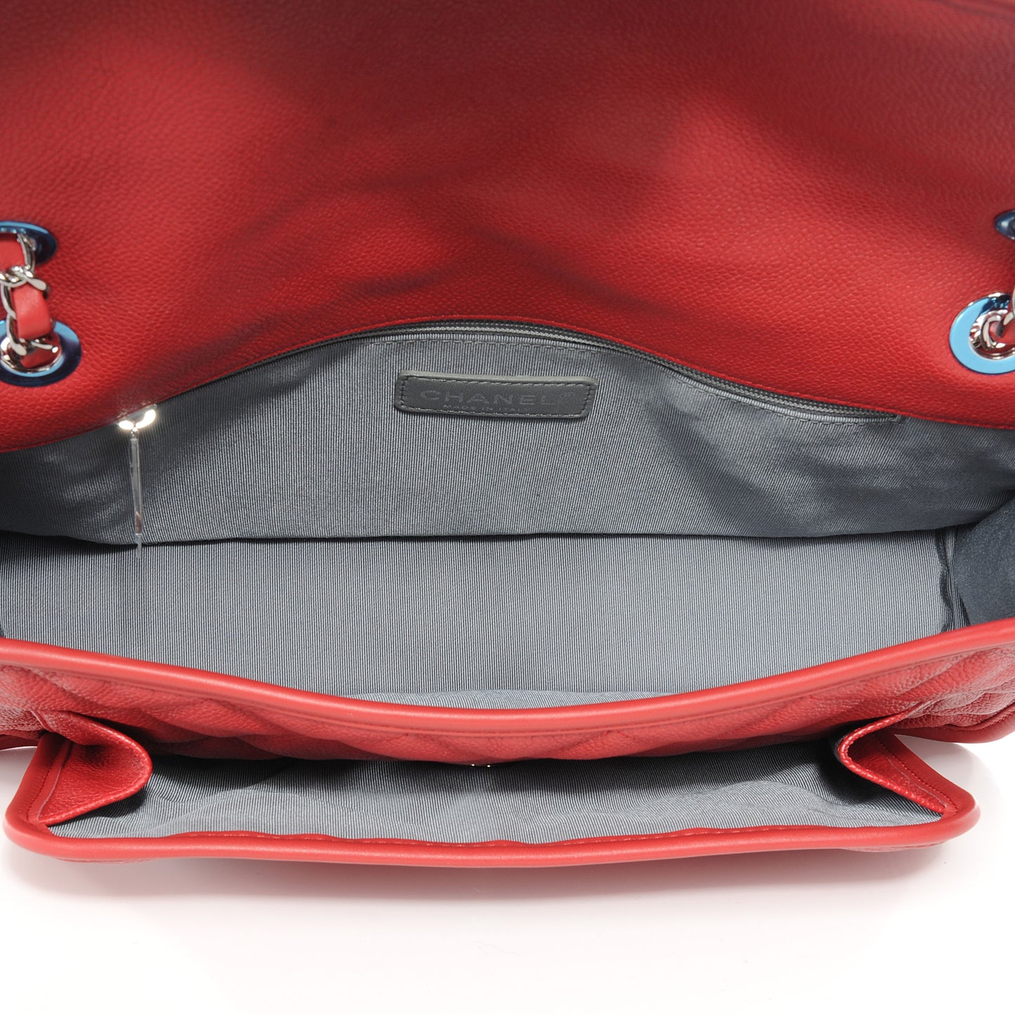 Caviar Quilted Medium French Riviera Flap Red