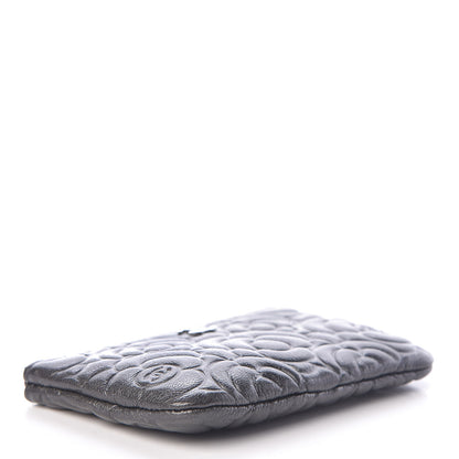Chanel Goatskin Camellia Embossed Cosmetic Pouch Anthracite 4 of 8