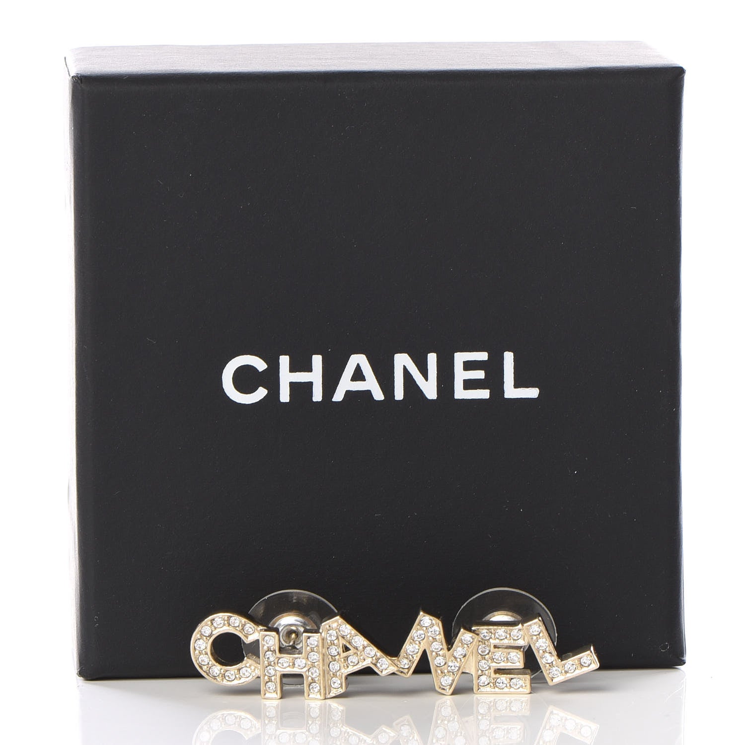 Chanel Crystal Pearl Signature Stud Earrings Gold 5 of 5