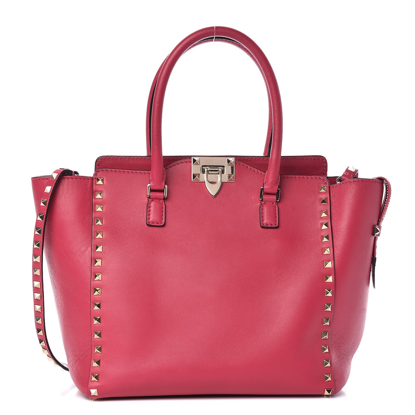 Vitello Rockstud Double Handle Tote Cyclamin