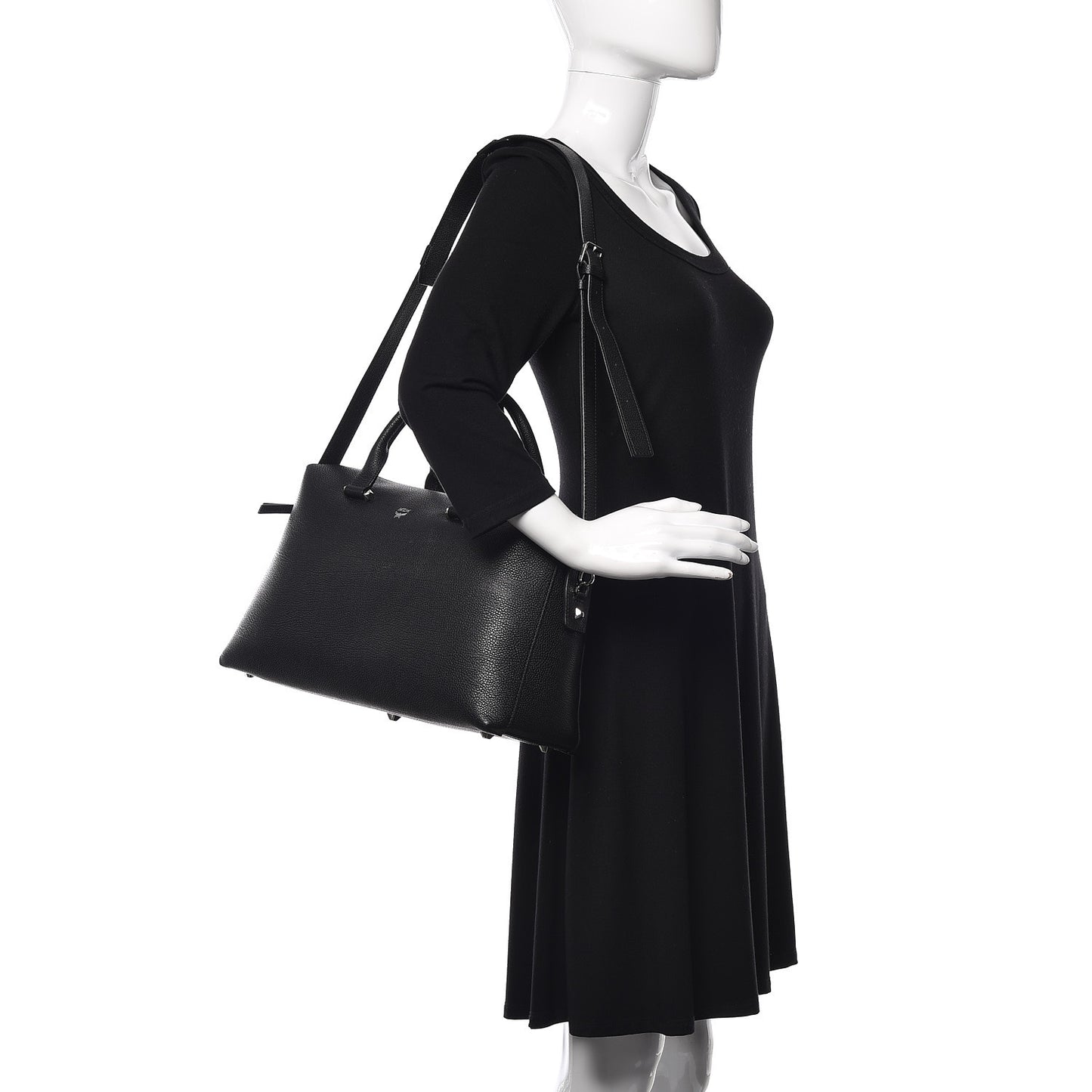 Grained Calfskin Large Ella Boston Black