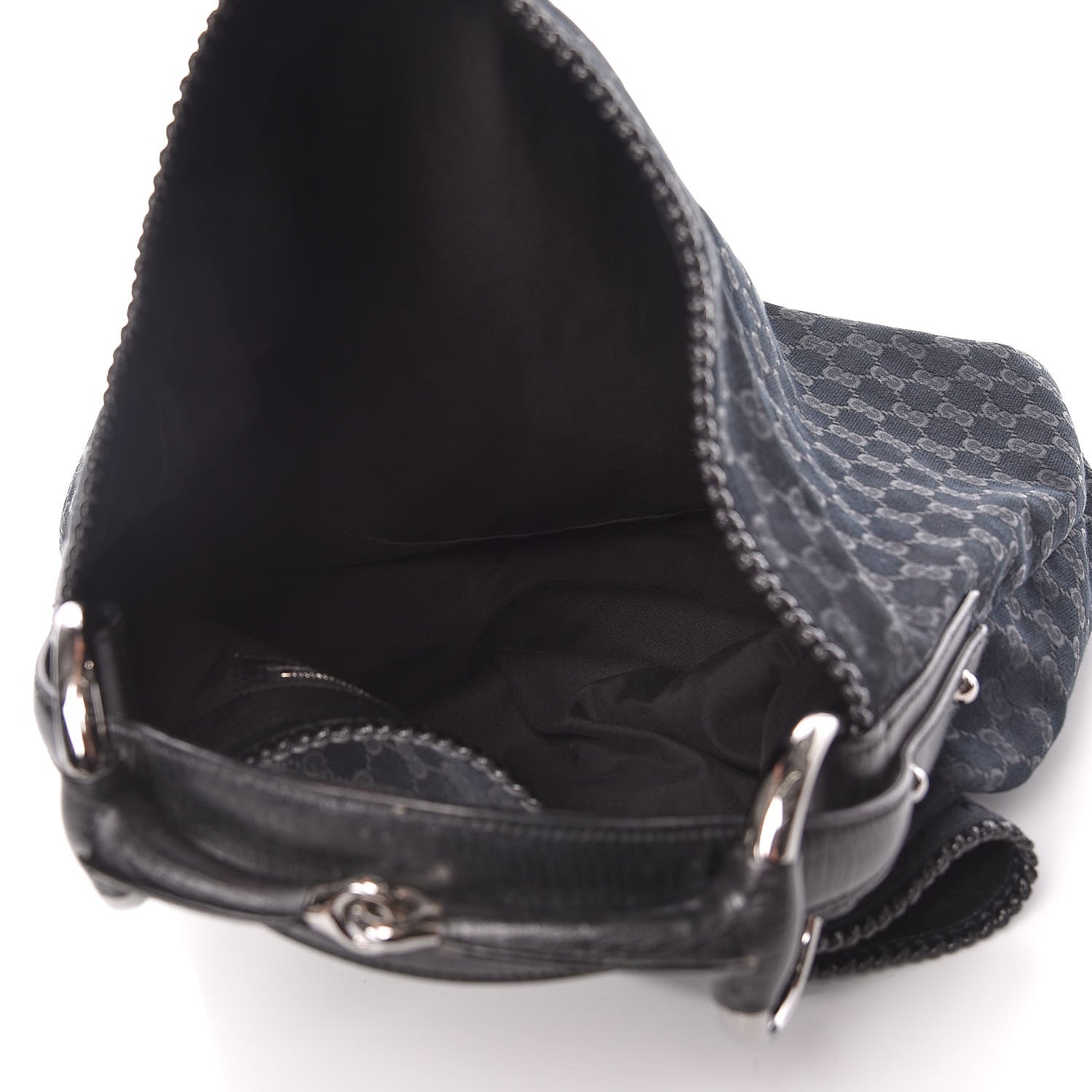 Gucci Monogram Large Horsebit Chain Hobo Black 8 of 10