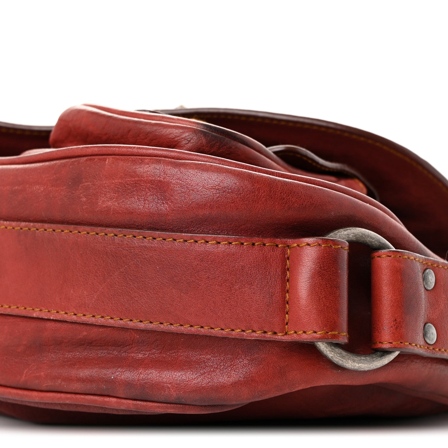 Christian Dior Calfskin Medium Gaucho Double Saddle Bag Red 10 of 11