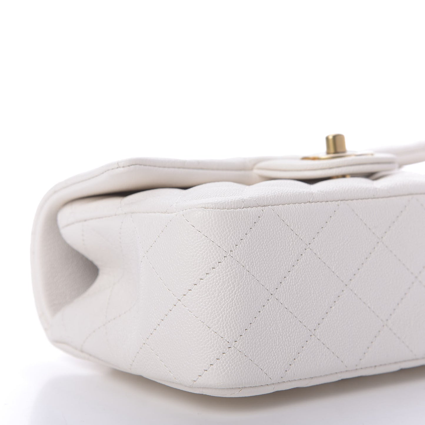 Caviar Quilted Mini Top Handle Rectangular Flap White