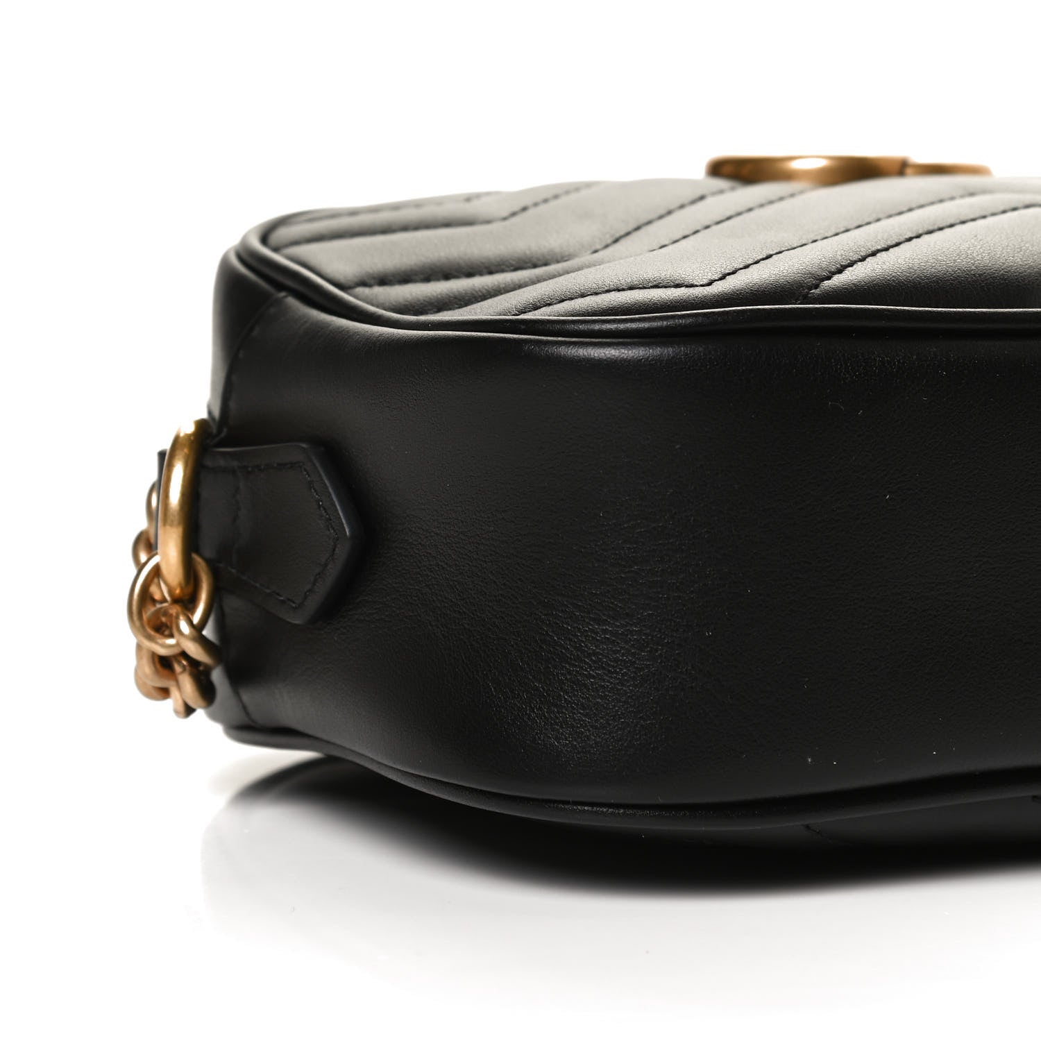 Gucci Calfskin Matelasse Mini GG Marmont Chain Shoulder Bag Black 9 of 10