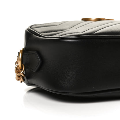 Gucci Calfskin Matelasse Mini GG Marmont Chain Shoulder Bag Black 9 of 10