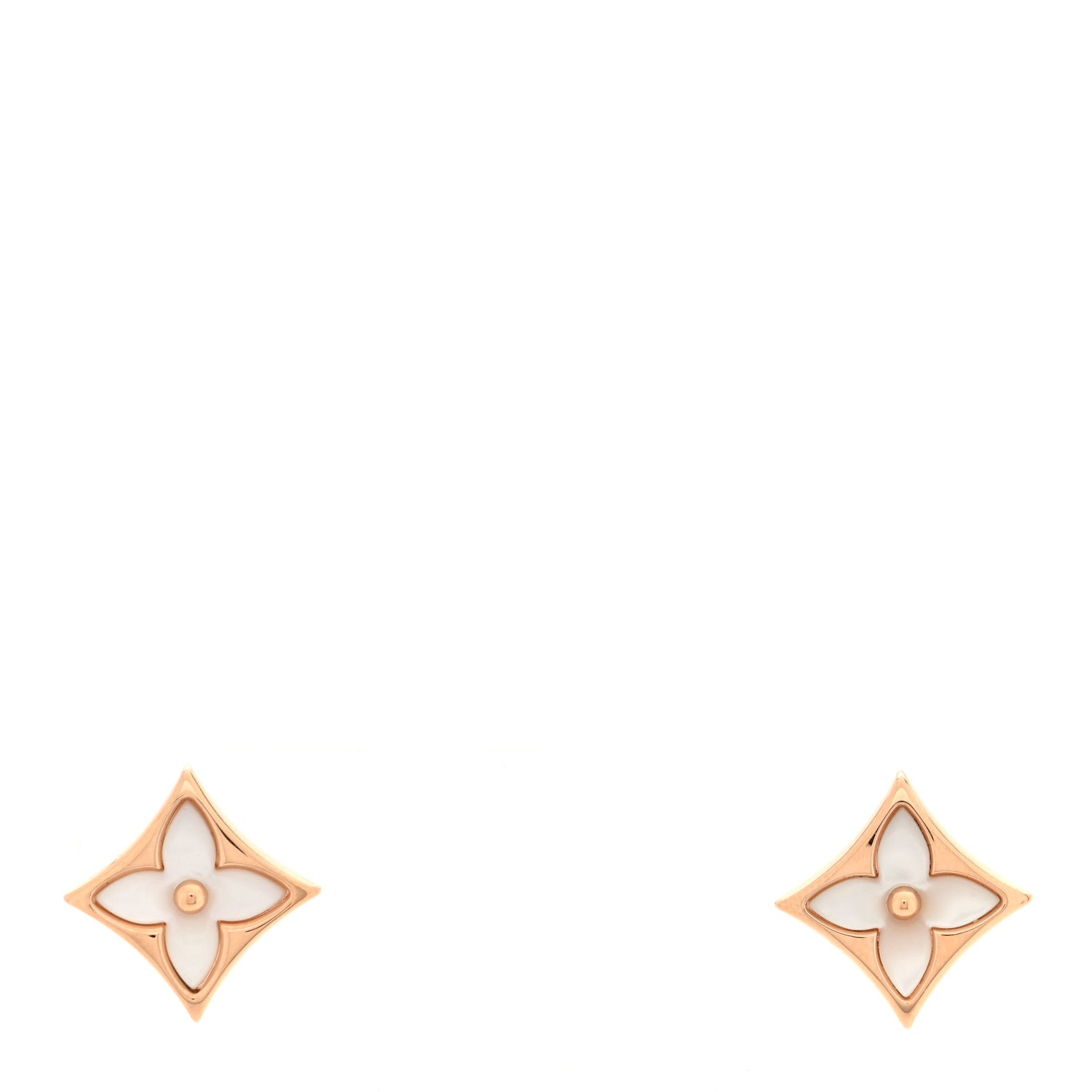 Louis Vuitton 18K Pink Gold Mother of Pearl Color Blossom Star Stud Earrings 1 of 5