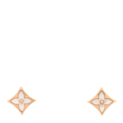 Louis Vuitton 18K Pink Gold Mother of Pearl Color Blossom Star Stud Earrings 1 of 5