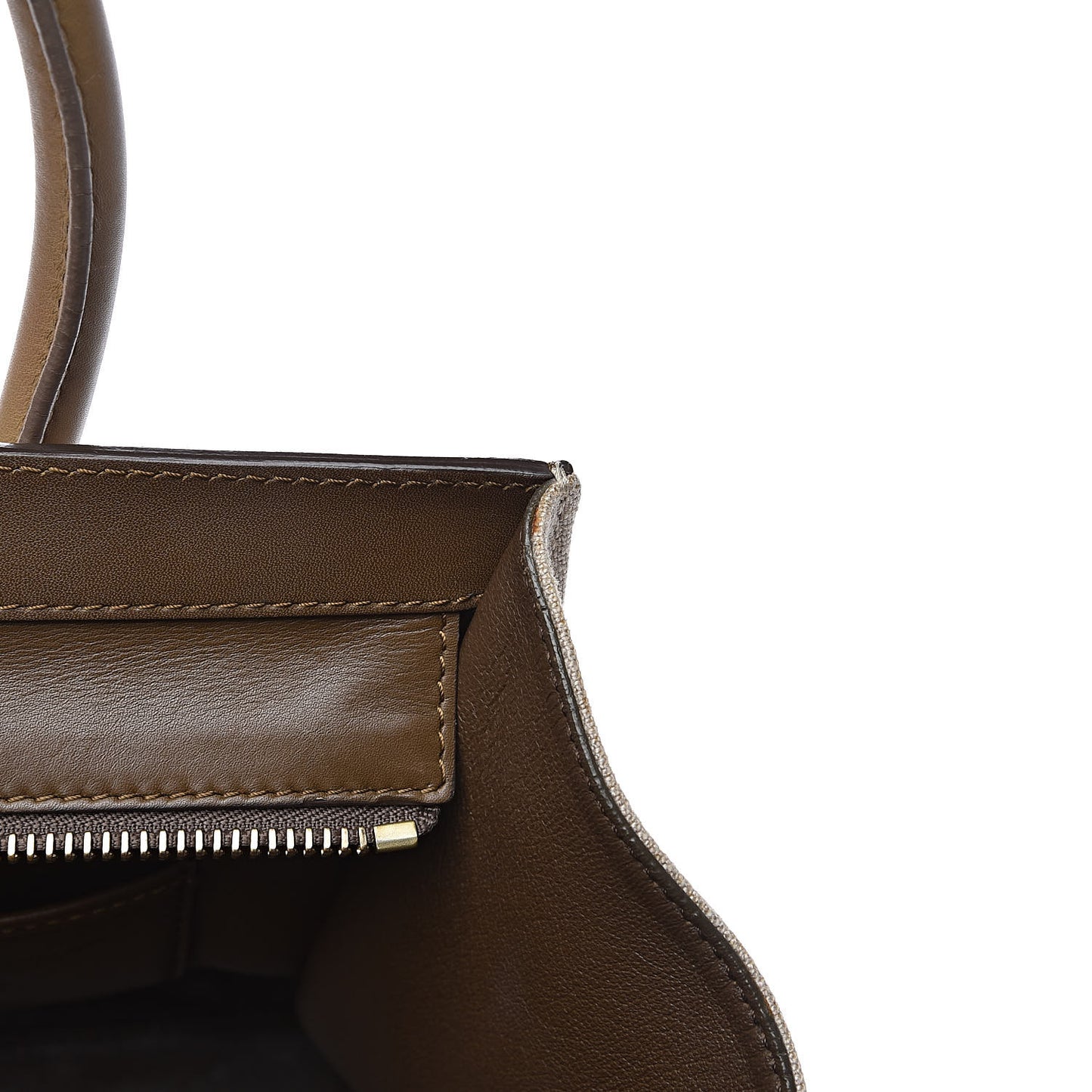 Natural Canvas Smooth Calfskin Mini Luggage Brown