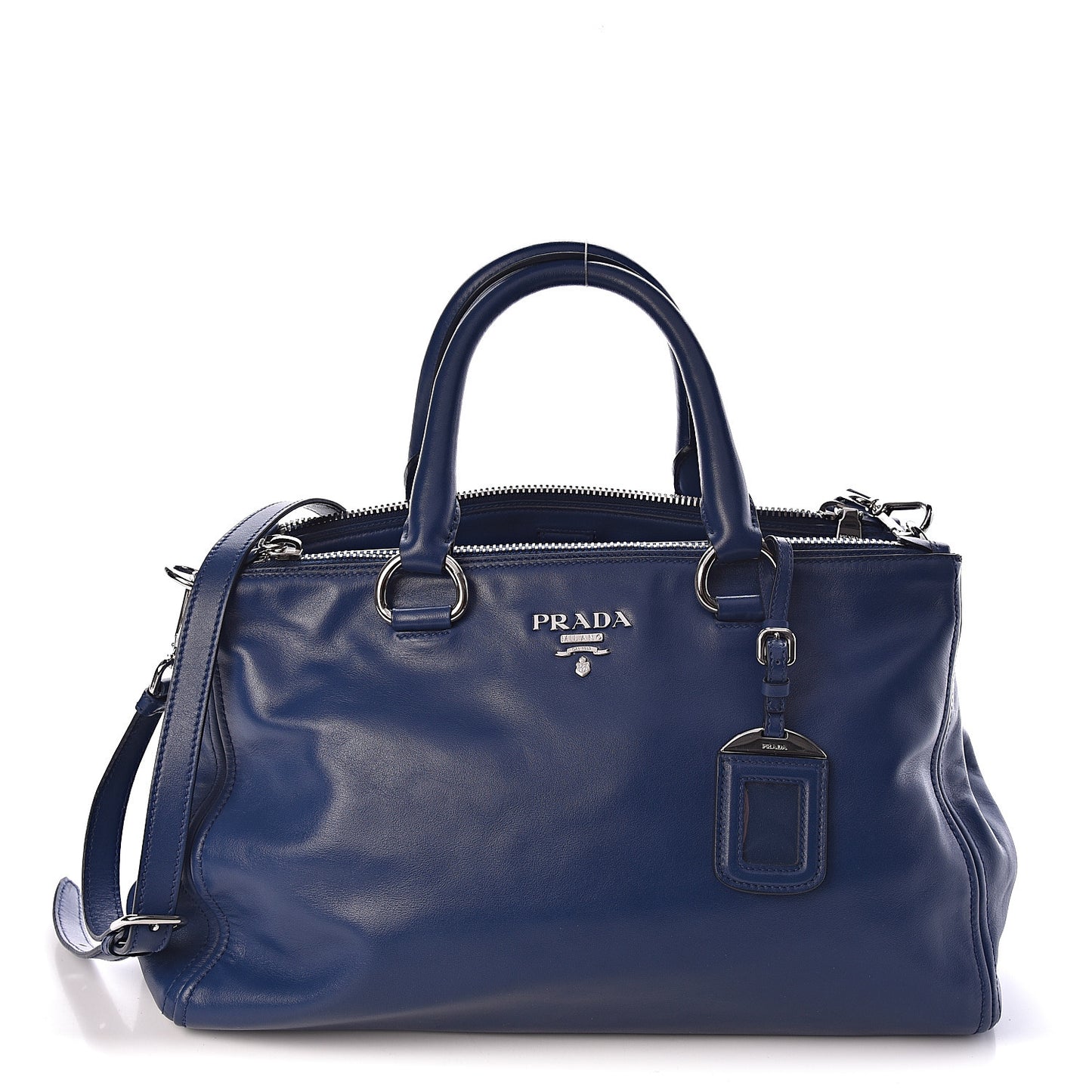Soft Calf Double Zip Shoulder Bag Bleuette