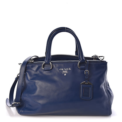 Prada Soft Calf Double Zip Shoulder Bag Bleuette 1 of 12