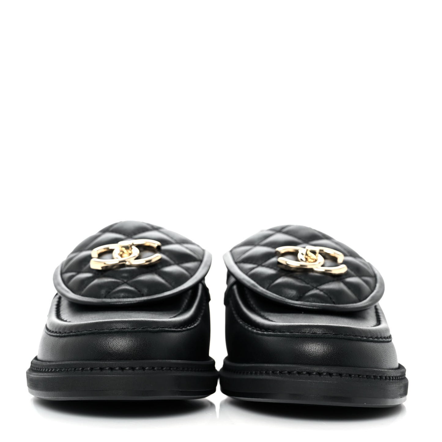 Lambskin Quilted CC Turnlock Loafers 38 Black