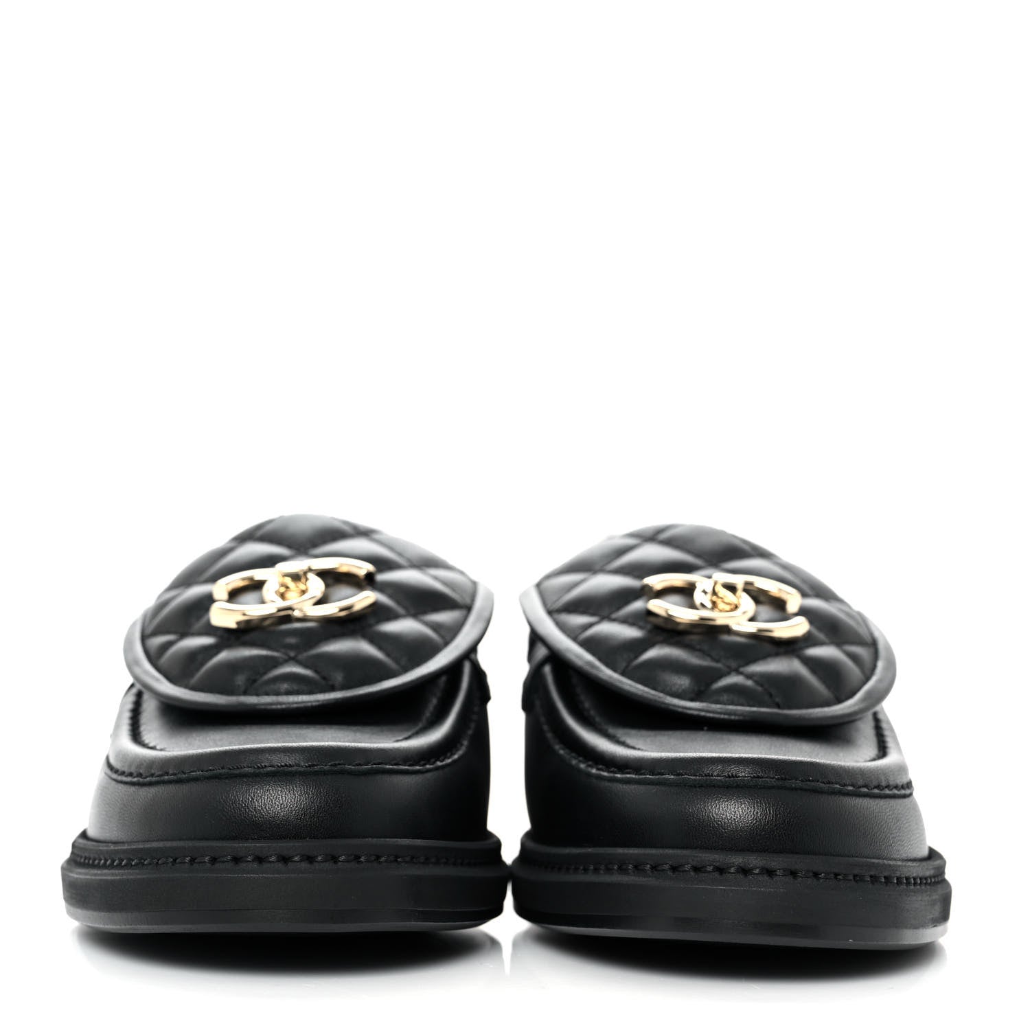 Chanel Lambskin Quilted CC Turnlock Loafers 38 Black 2 of 9