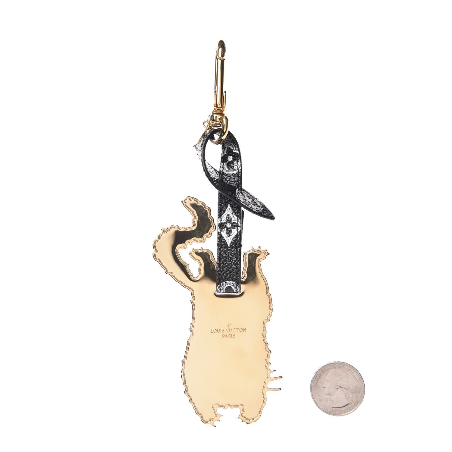 Louis Vuitton Catogram Flying Cat Bag Charm Key Holder Gold Black 2 of 5