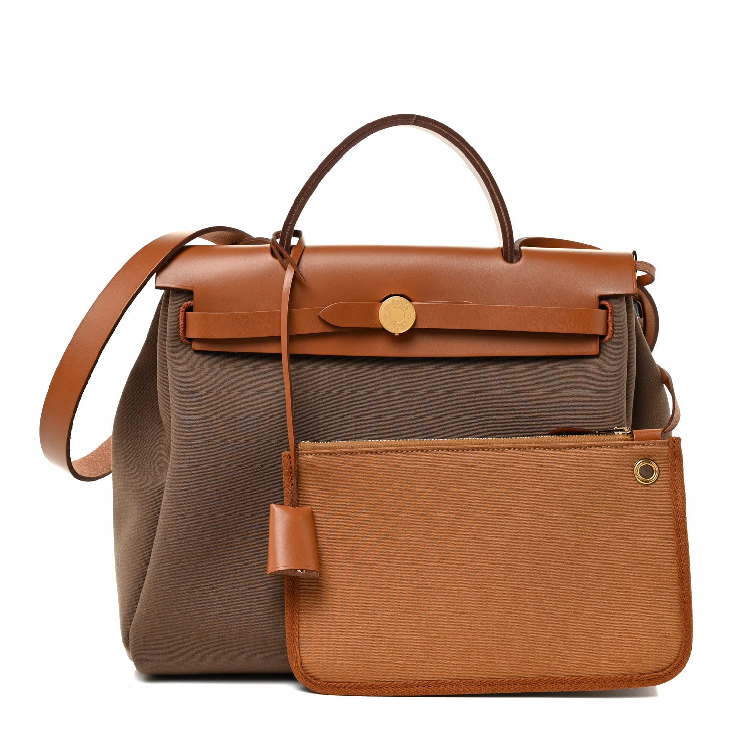Hermes Vache Hunter Toile Herbag Zip 31 PM Etoupe Dune Fauve 2 of 11