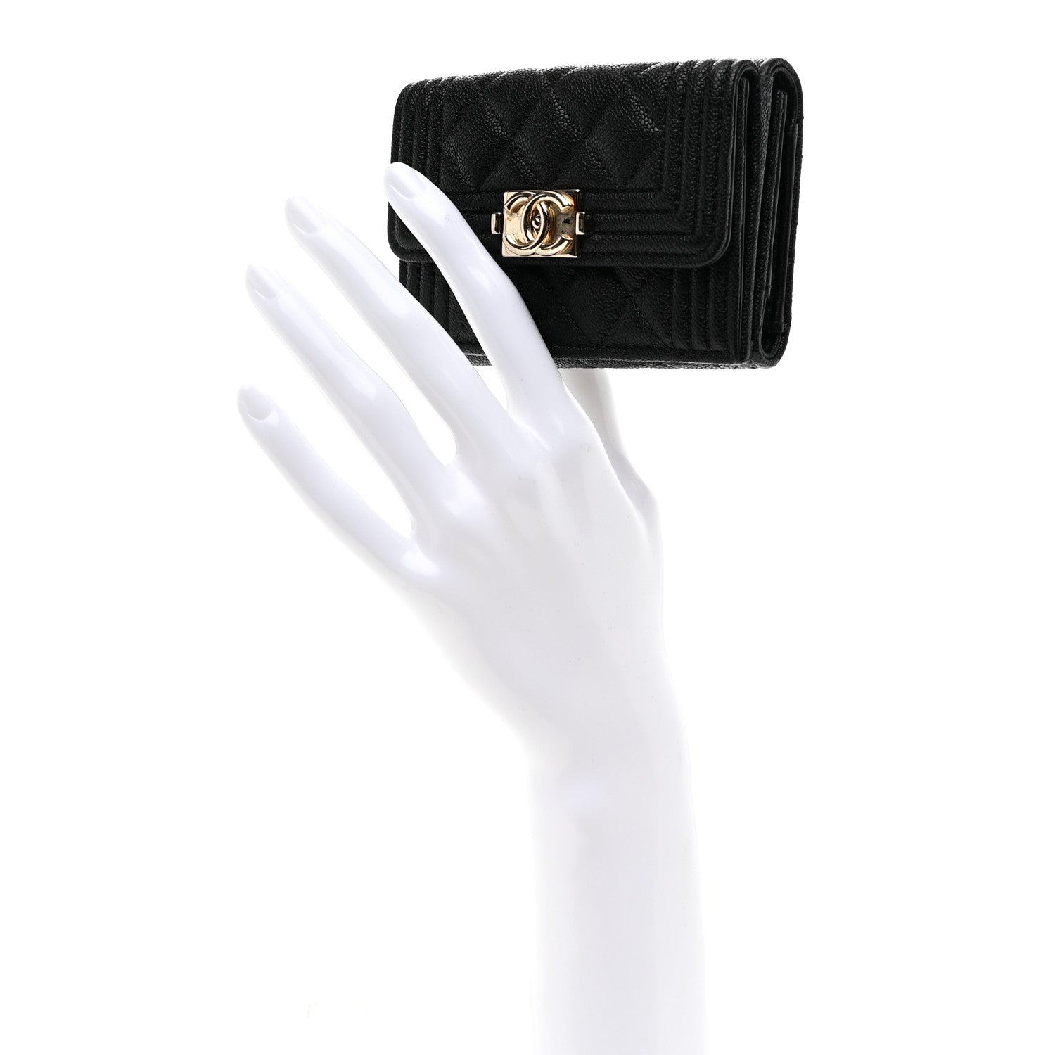 Chanel Caviar Quilted Small Boy Flap Wallet Black 2 of 8