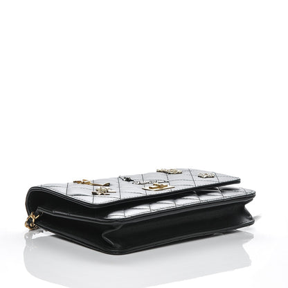 Chanel Aged Calfskin Quilted Lucky Charms 2.55 Reissue Wallet On Chain WOC Black 4 of 8