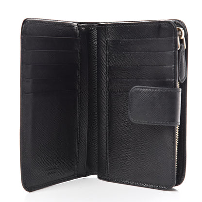 Prada Saffiano Metal Compact Wallet Black 6 of 13