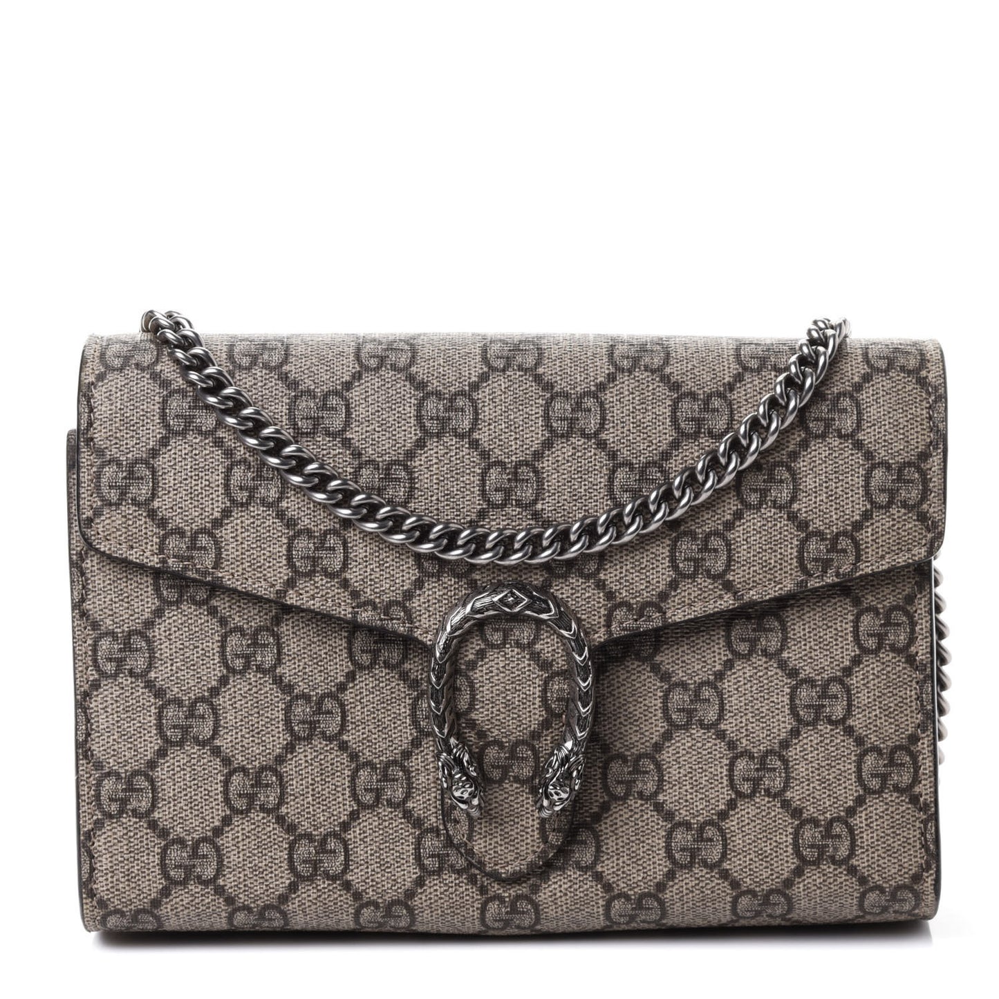 GG Supreme Monogram Mini Dionysus Chain Wallet Beige Taupe