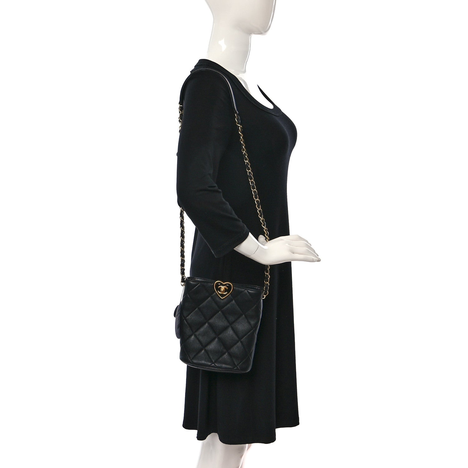 Chanel Lambskin Plexiglass Quilted Coco Love Bucket Bag Black 2 of 11