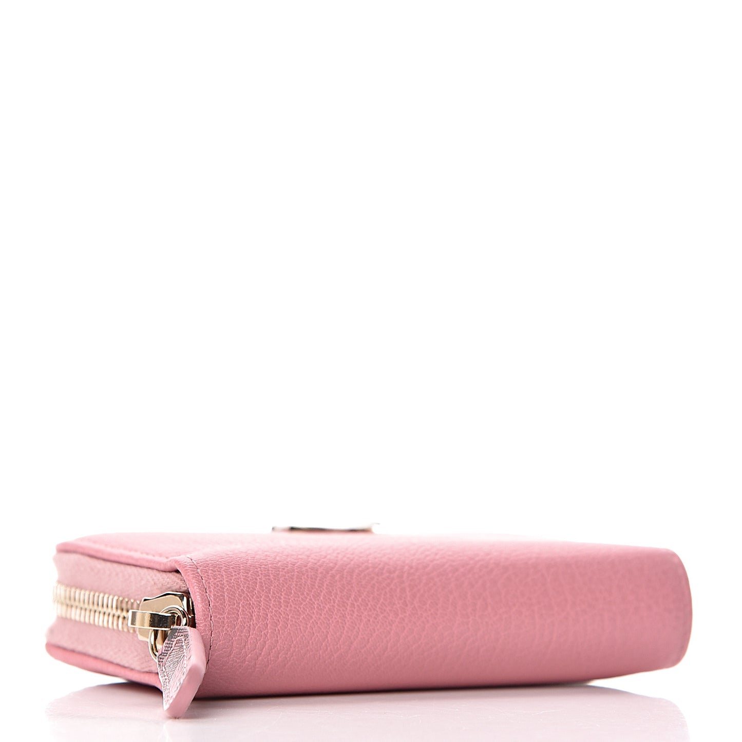 Goatskin Camellia Zip Coin Purse Pink