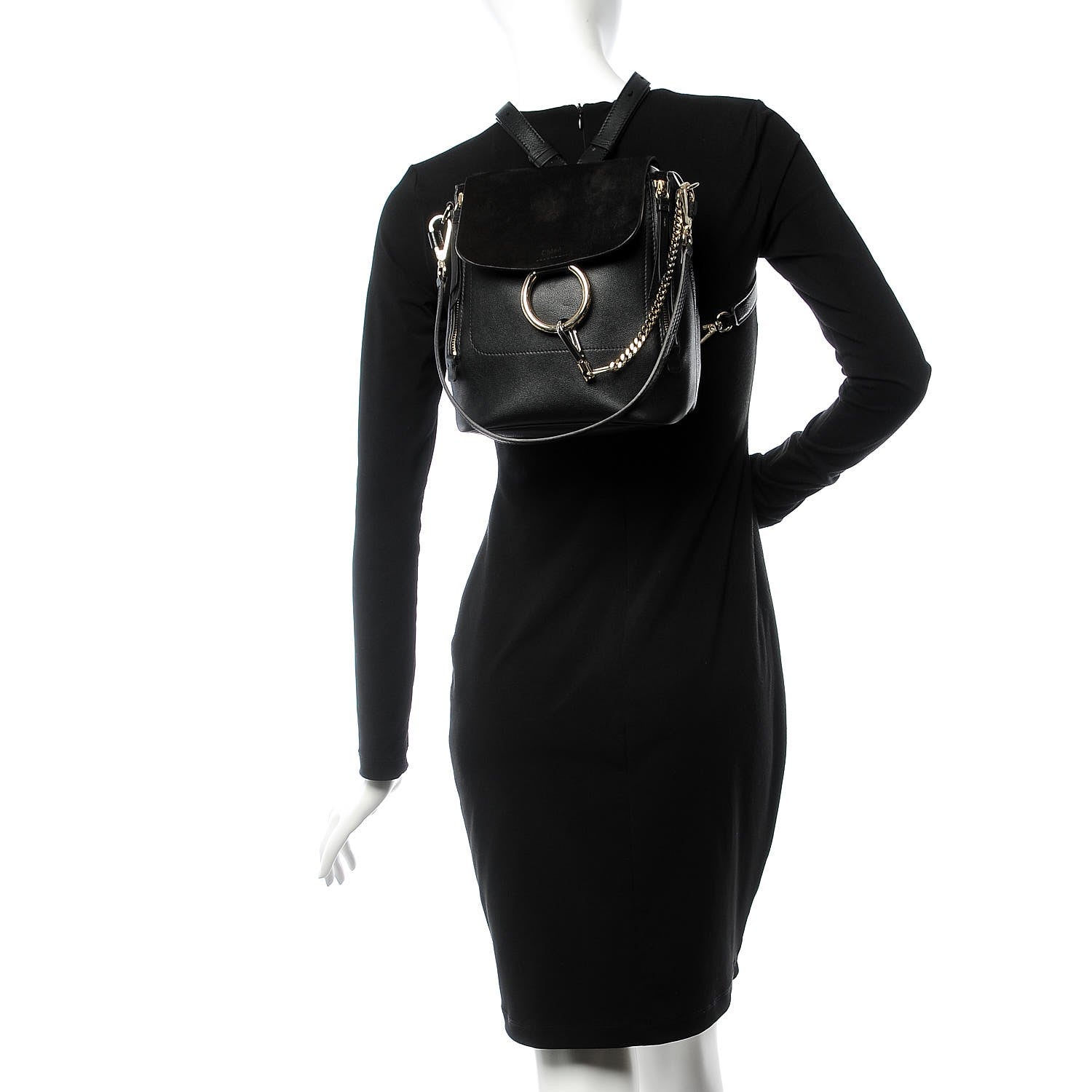 Chloe Suede Calfskin Small Faye Backpack Black 2 of 8