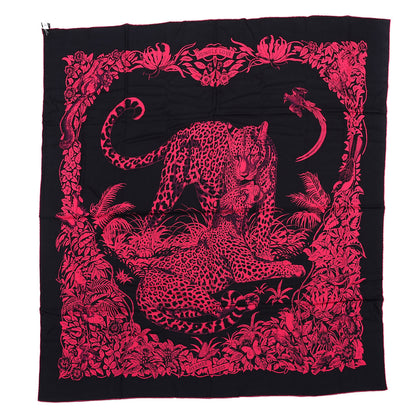 Hermes Cashmere Silk Jungle Love Tattoo Shawl 140 Black Rose Vif 1 of 6