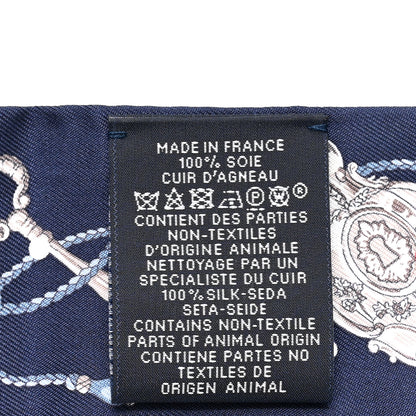Hermes Silk Metallic Agneau Les Cles A Pois Fringed Twilly Bleu Marine Gris Argent Multicolor 3 of 4