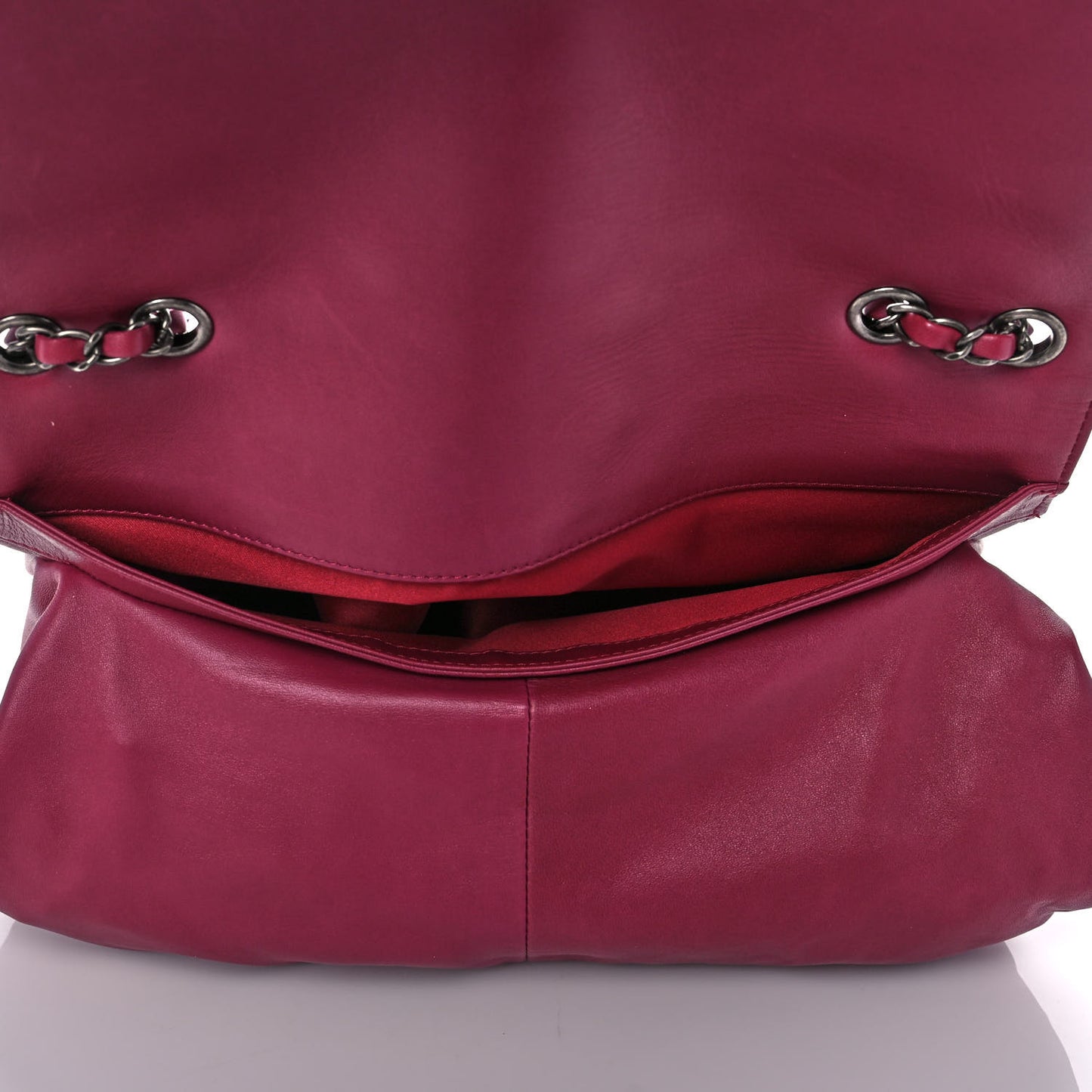 Lambskin Quilted Jumbo Grocery By Chanel Drawstring Shopping Bag Dark Pink