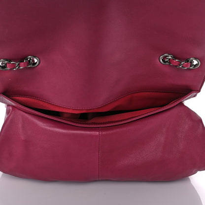 Chanel Lambskin Quilted Jumbo Grocery By Chanel Drawstring Shopping Bag Dark Pink 8 of 14