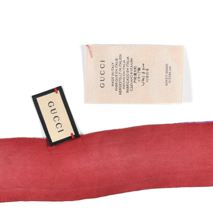Gucci Silk Twill GG Monogram Special Flory Neck Bow Scarf Beige Red 5 of 6