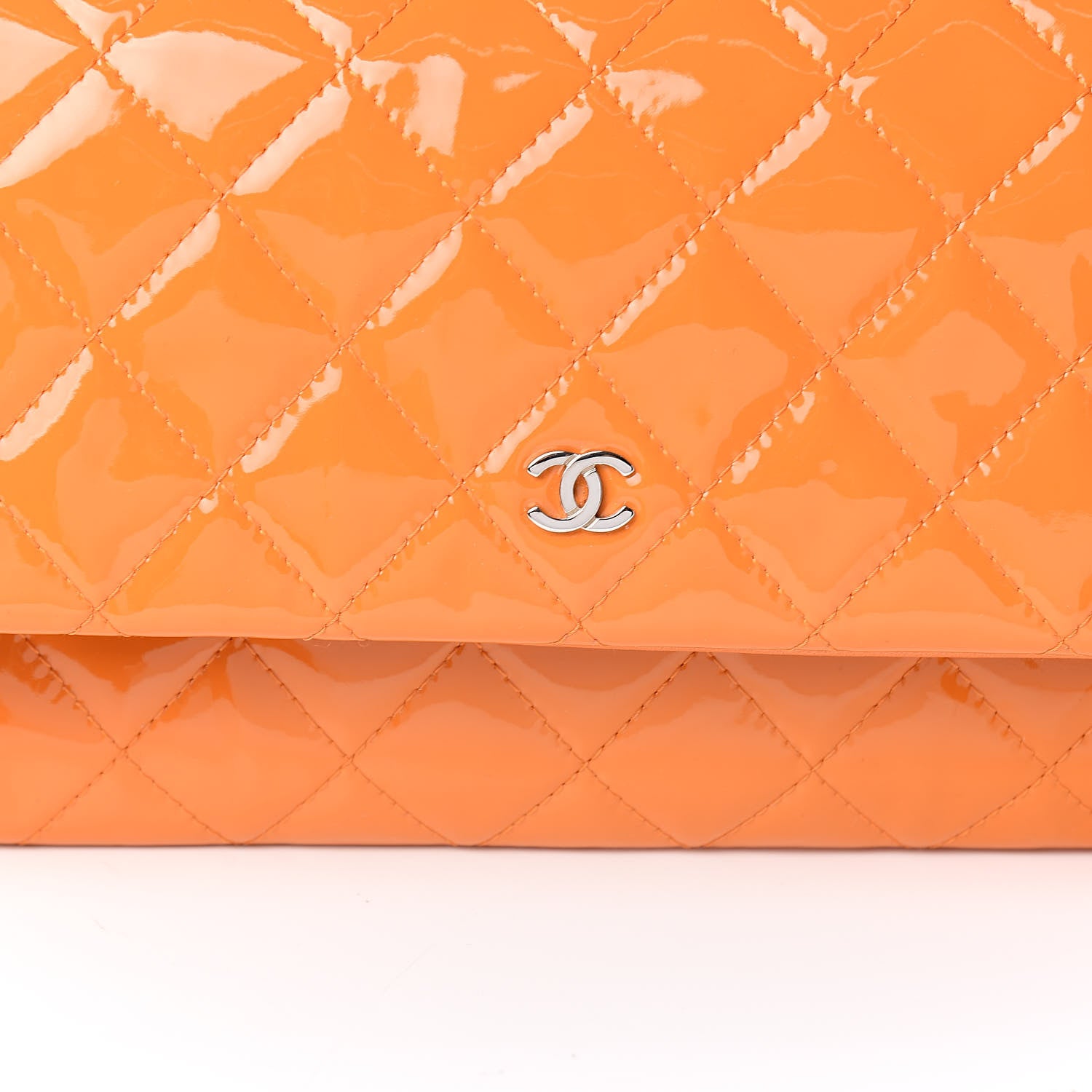 Chanel Patent Calfskin Quilted Beauty CC Clutch Orange 8 of 8