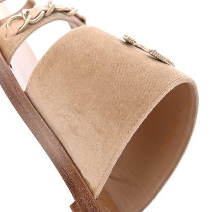 Chanel Velvet Chain Mule Sandals 37 Beige 9 of 16