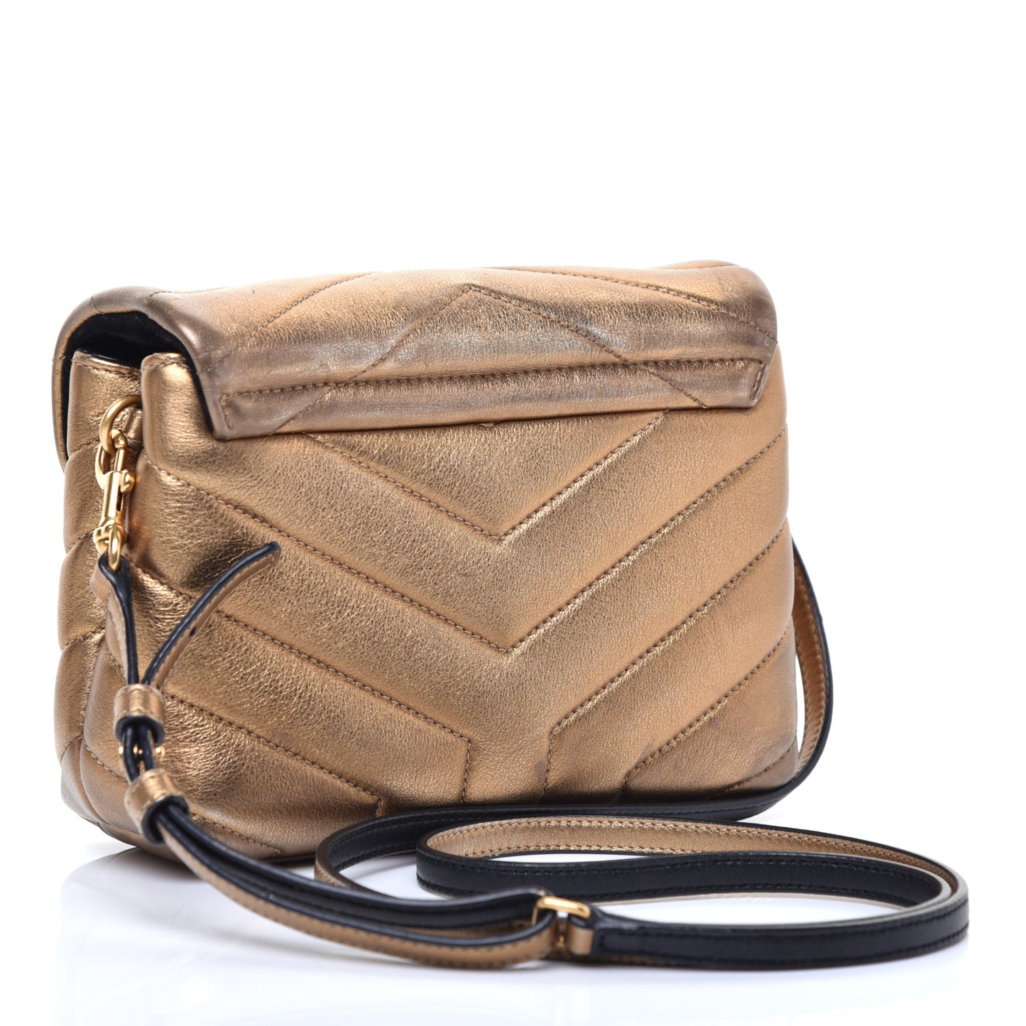 Metallic Calfskin Y Quilted Monogram Toy Loulou Crossbody Bag Gold