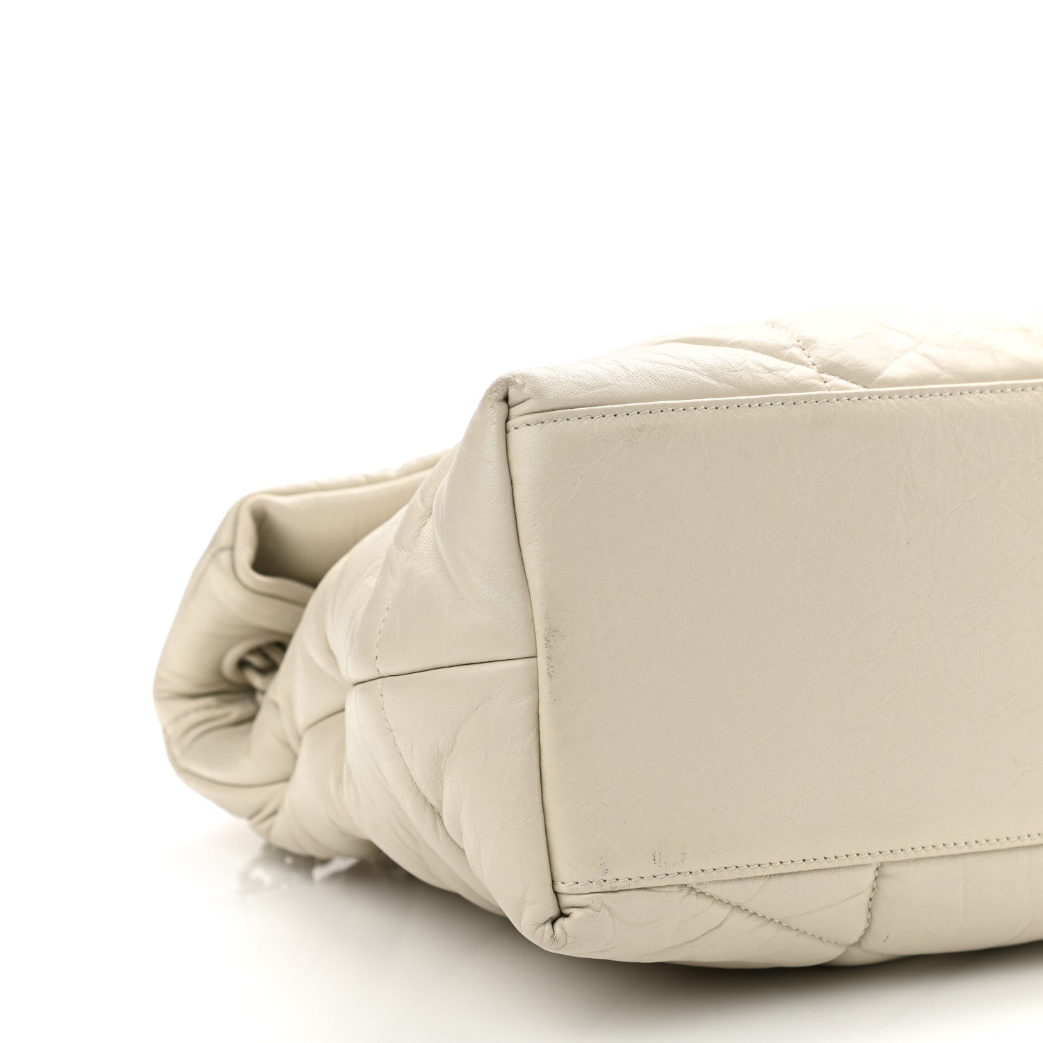 Saint Laurent Lambskin Quilted Medium Loulou Puffer Monogram Chain Satchel Crema Soft 9 of 11