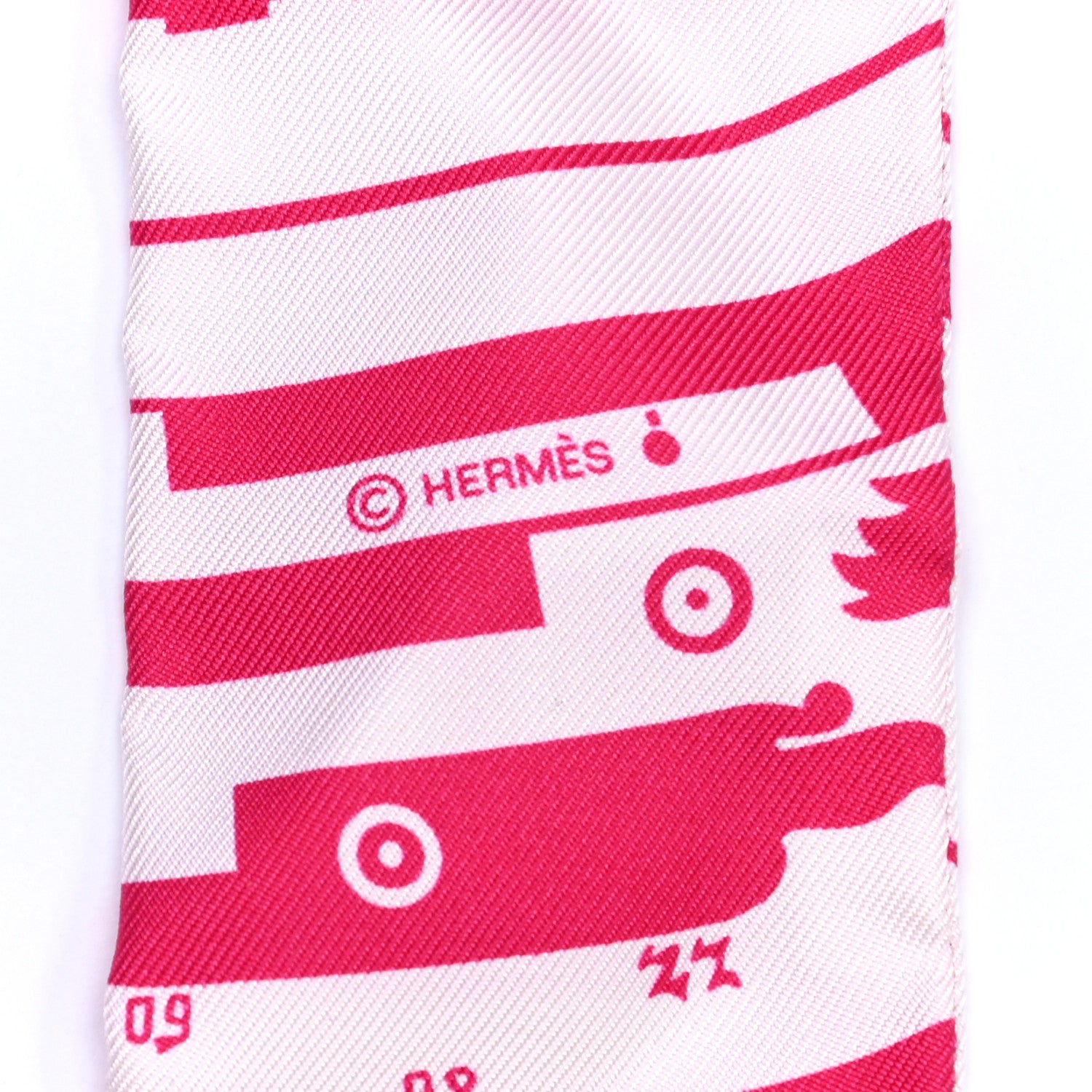 Hermes Silk Astrologie a Pois Twilly Fuchsia White Bordeaux 5 of 8